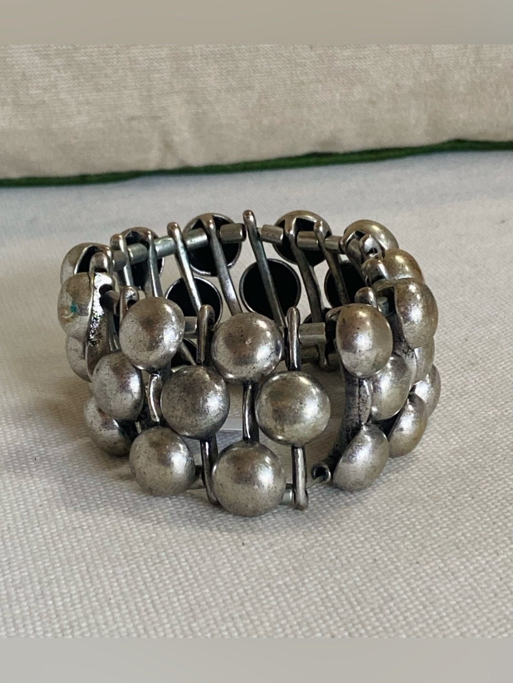 VTG Brutalist Industrial Cast Metal Statement Silver Tone Bracelet No Marking